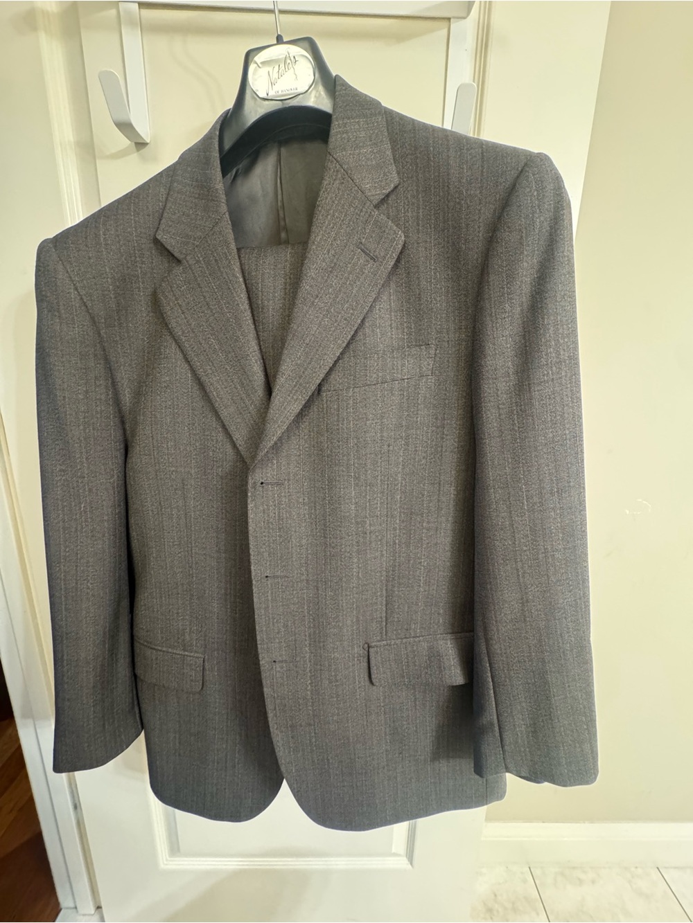 Men's Gray Pinstripe Suit Jacket - Tailored Professional Blazer